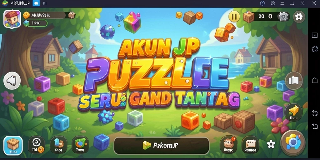 Tampilan gameplay AKUNJP yang penuh warna dan menantang.