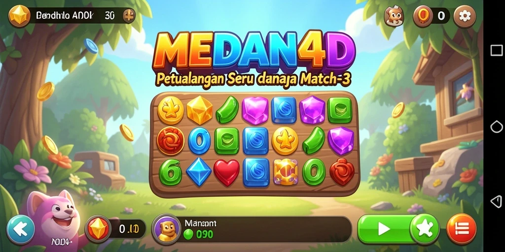 Screenshot menampilkan gameplay seru MEDAN4D dalam aksi match-3.
