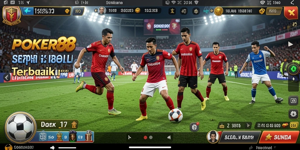 Tangkapan layar POKER88 menampilkan momen mendebarkan di lapangan sepak bola.