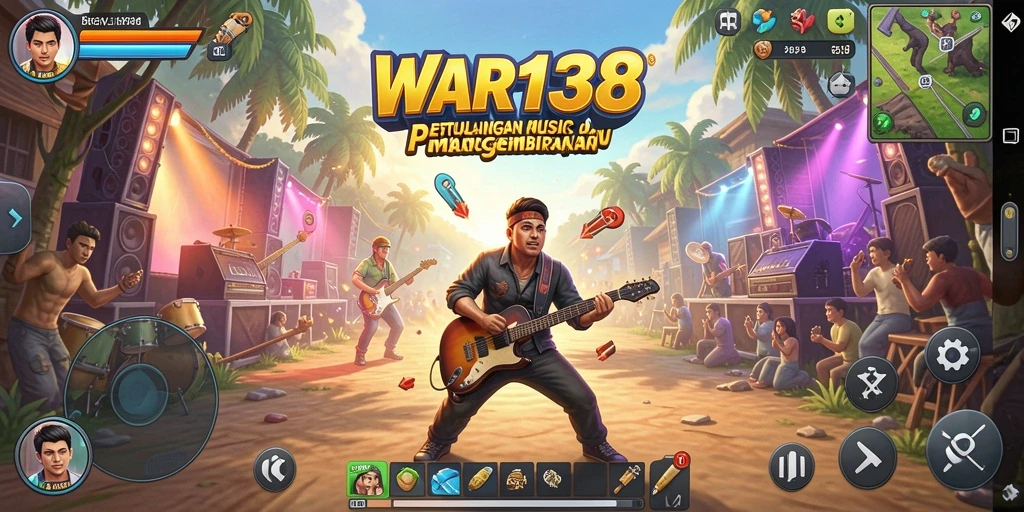 Tampilan screenshot menunjukkan gameplay seru WAR138 dengan beragam lagu.
